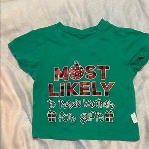 Green Kids Shirt with Fun Holiday Print